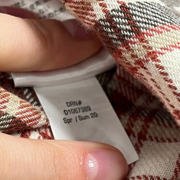 Eddie Bauer Classic‎ Fit Cream Red Brown Tartan Men XLT Flannel Button Up Shirt - Picture 10 of 10